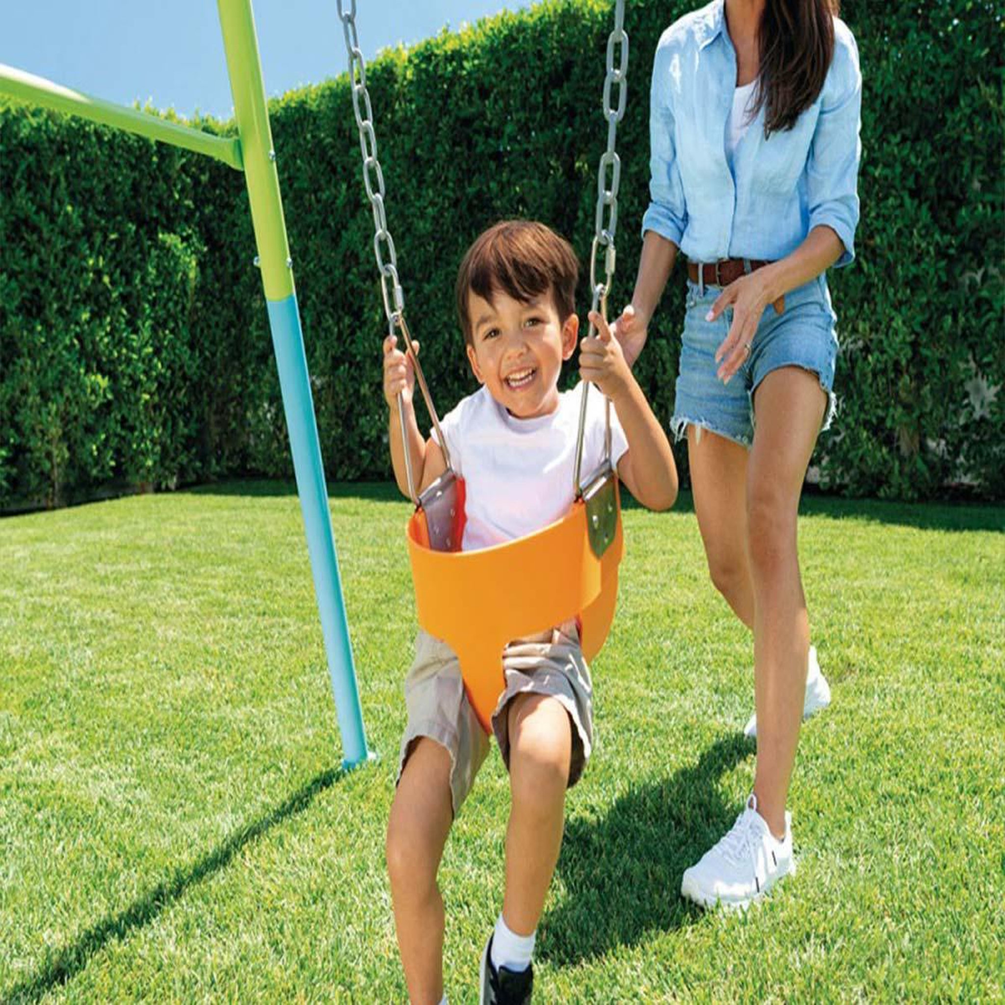 Voir la diapositive 5 : INTEX Portique-balançoire 2 en 1 balançoire + siège bébé - intex