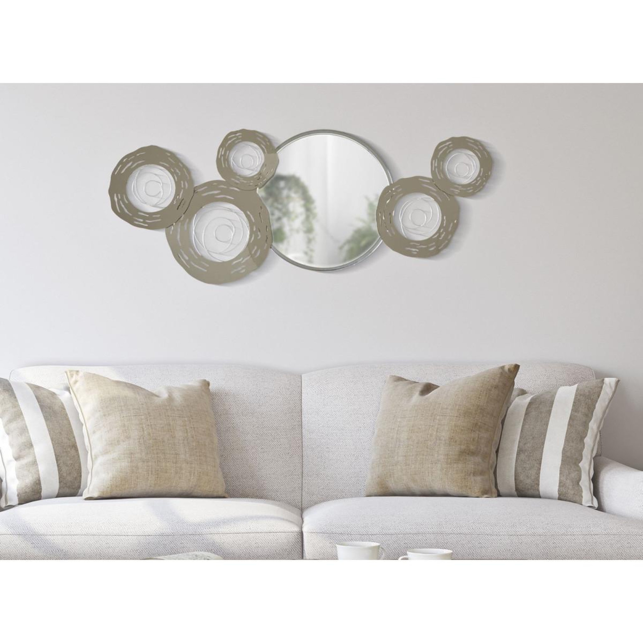 Voir la diapositive 5 : Paris Prix Décoration murale avec miroir  hop  106cm argent
