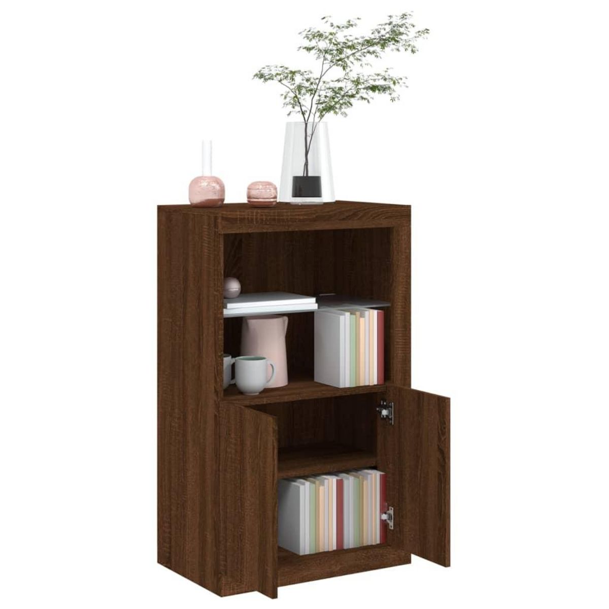 VIDAXL Armoire laterale avec lumieres LED chene marron bois ingenierie