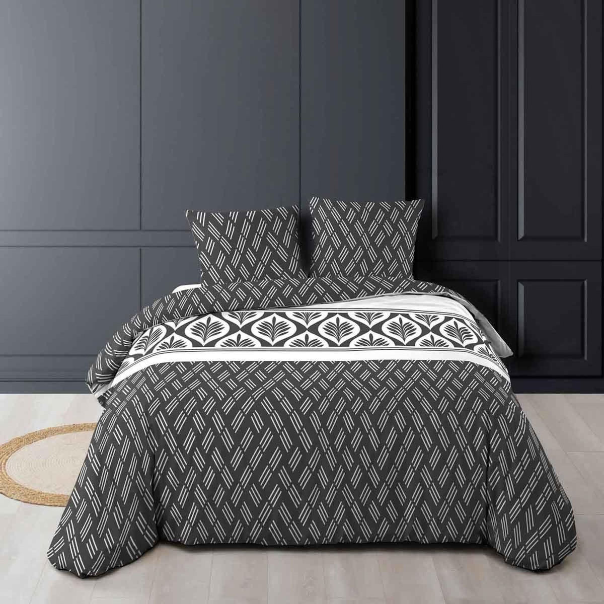 Paris Prix Parure de Lit 3 Pièces  Bonnie  260x240cm Noir