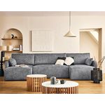 LISA DESIGN Apolline - canapé panoramique en u 7 places convertible avec coffres en tissu moucheté. Coloris disponibles : Vert, Noir, Gris, Bleu, Orange, Beige