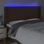 Voir la diapositive 4 : VIDAXL Tete de lit a LED Marron fonce 203x16x118/128 cm Tissu