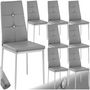 Voir la diapositive 1 : tectake Ensemble de chaises de salle à manger rembourré avec revêtement aspect cuir gris Lot de 8