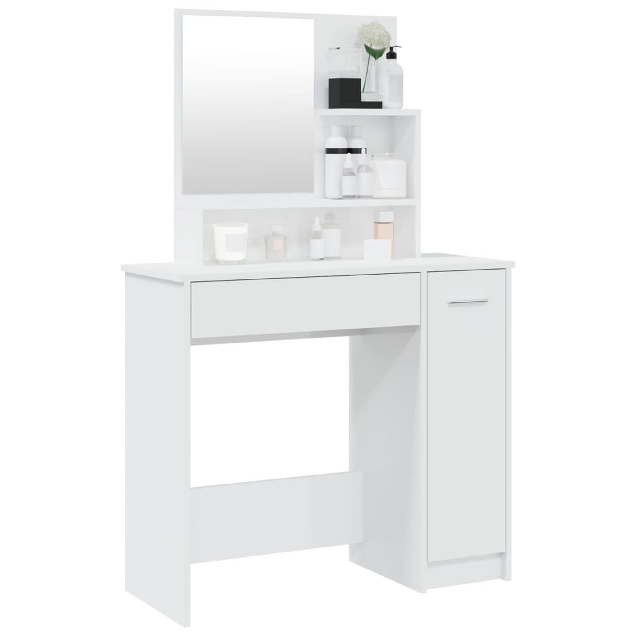 Voir la diapositive 4 : VIDAXL Coiffeuse avec miroir blanc brillant 86,5x35x136 cm