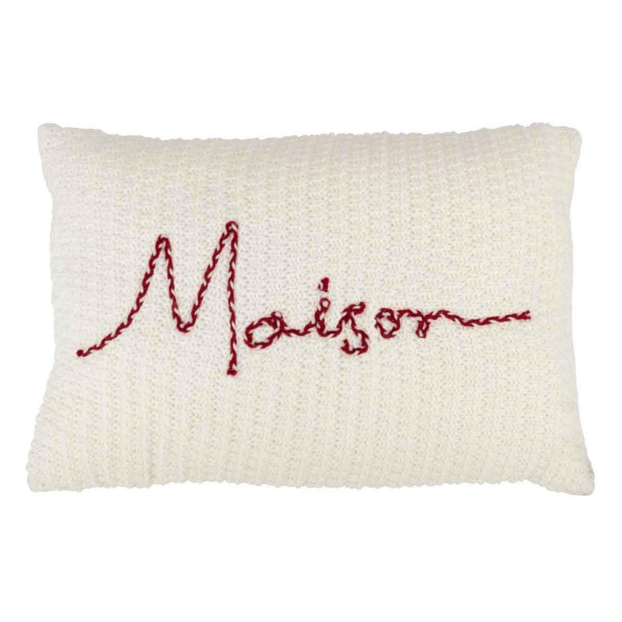 J-LINE Coussin déco  maison  40x60cm blanc & rouge