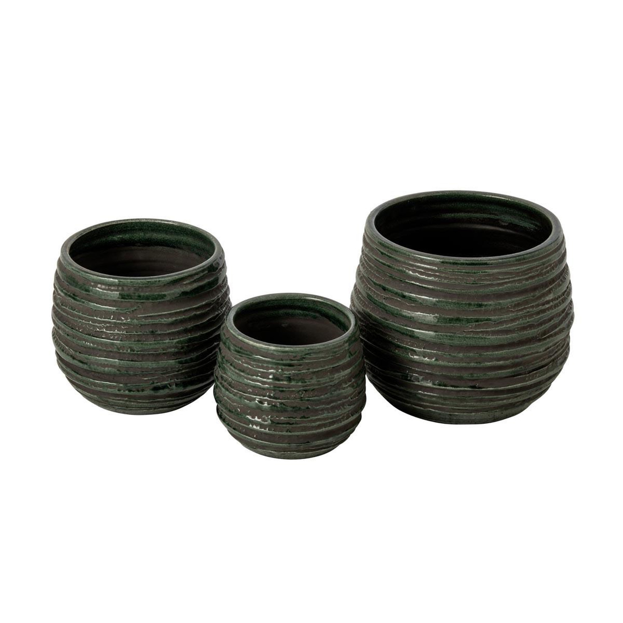 Voir la diapositive 2 : J-LINE Cache-pot en céramique  lagoon  20cm bleu pétrole