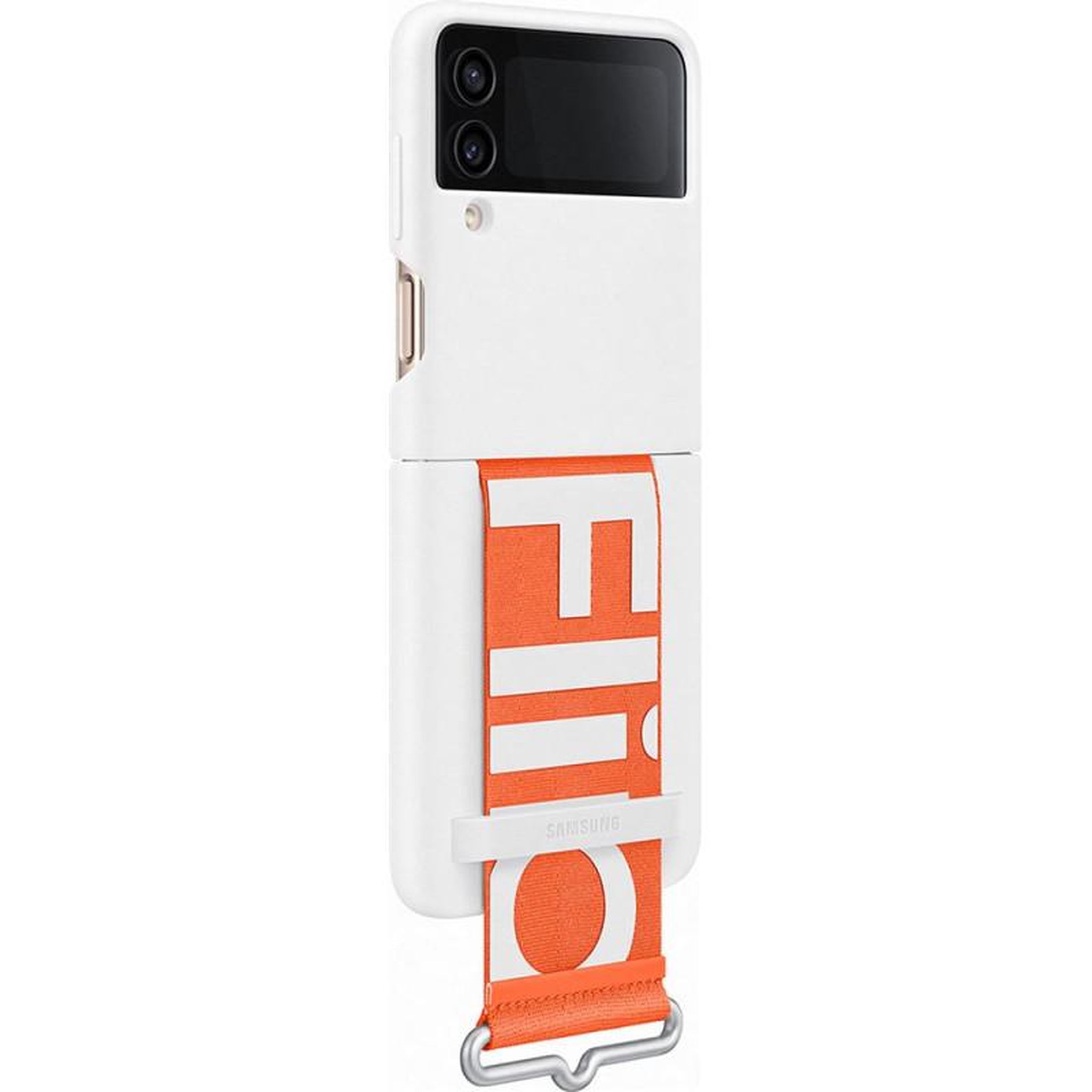 Samsung Coque en silicone avec lanière pour Samsung Galaxy Z Flip 4 Blanc