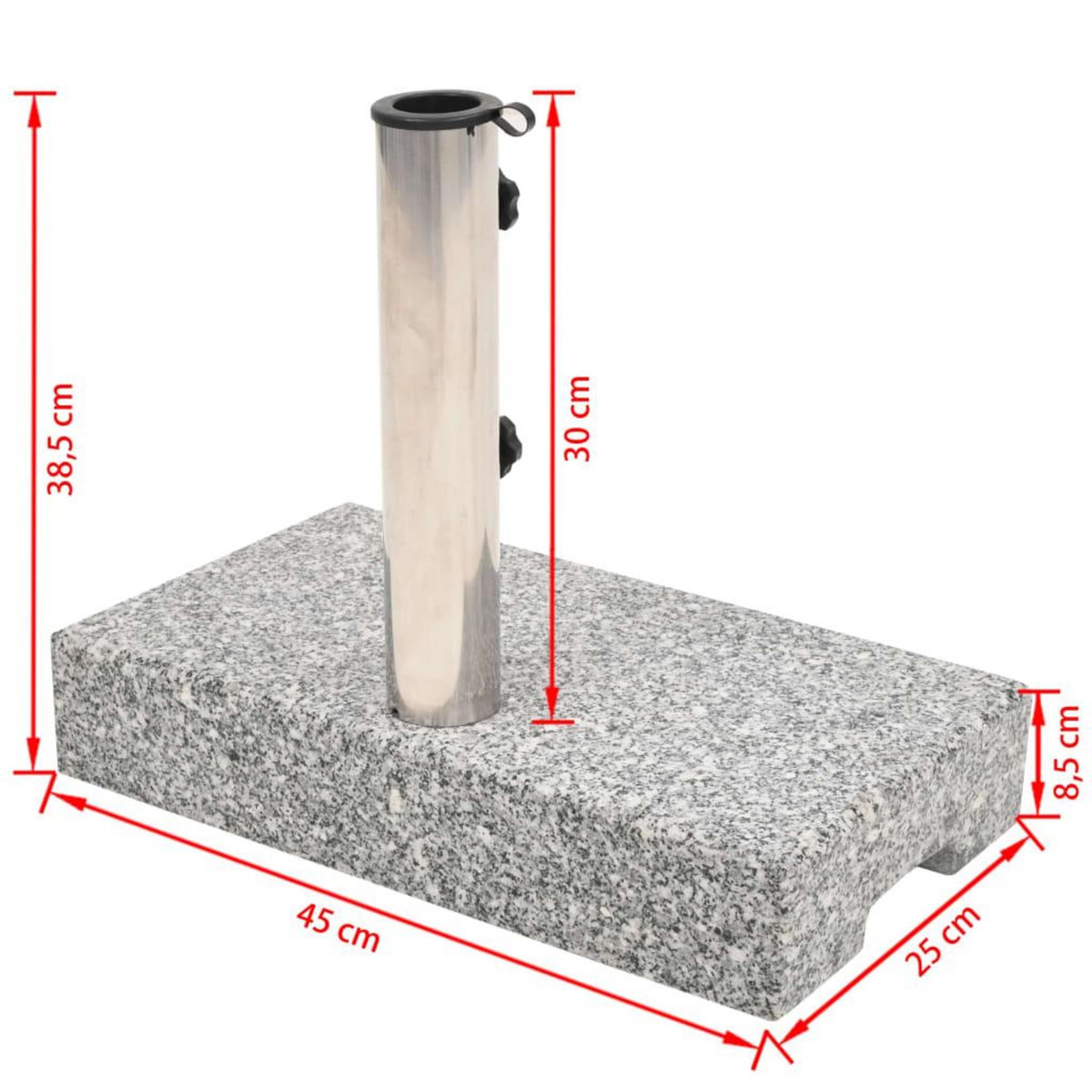 VIDAXL Socle de parasol Granite rectangulaire 25 kg