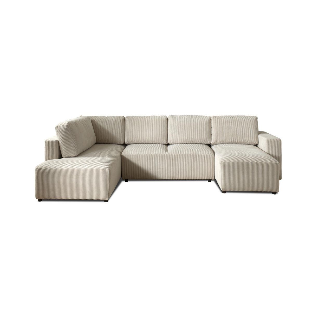 LISA DESIGN Livy - canapé panoramique convertible - avec coffre - en velours côtelé - 7 places - gauche