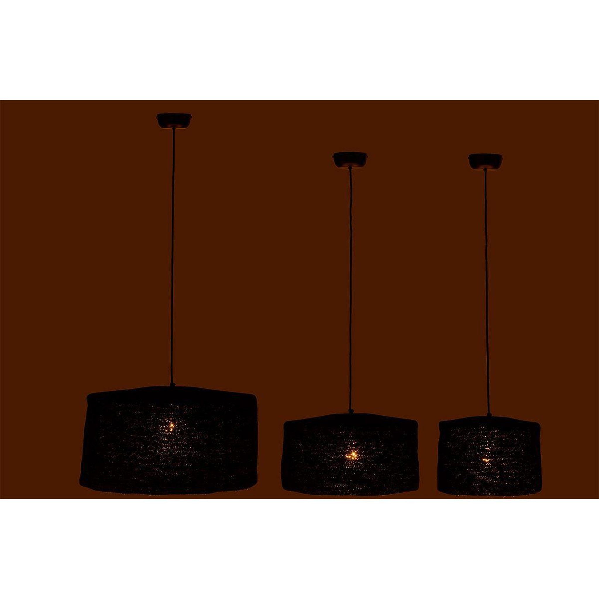 Voir la diapositive 4 : J-LINE Lot de 3 Lampes Suspension  Moonj  50cm Noir