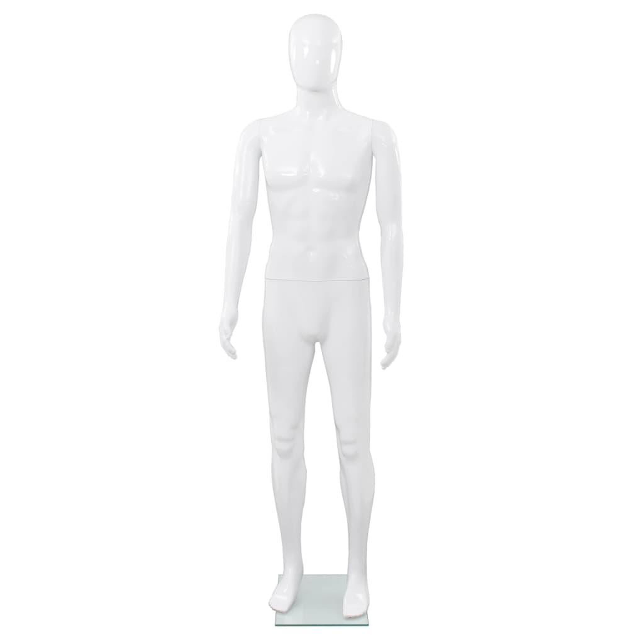 Voir la diapositive 2 : VIDAXL Mannequin homme corps complet base verre Blanc brillant 185 cm