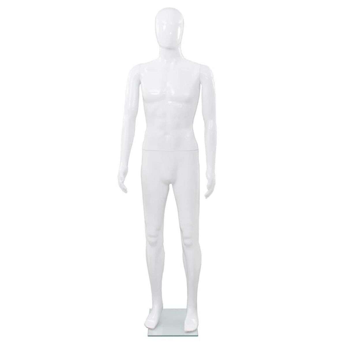 VIDAXL Mannequin homme corps complet base verre Blanc brillant 185 cm