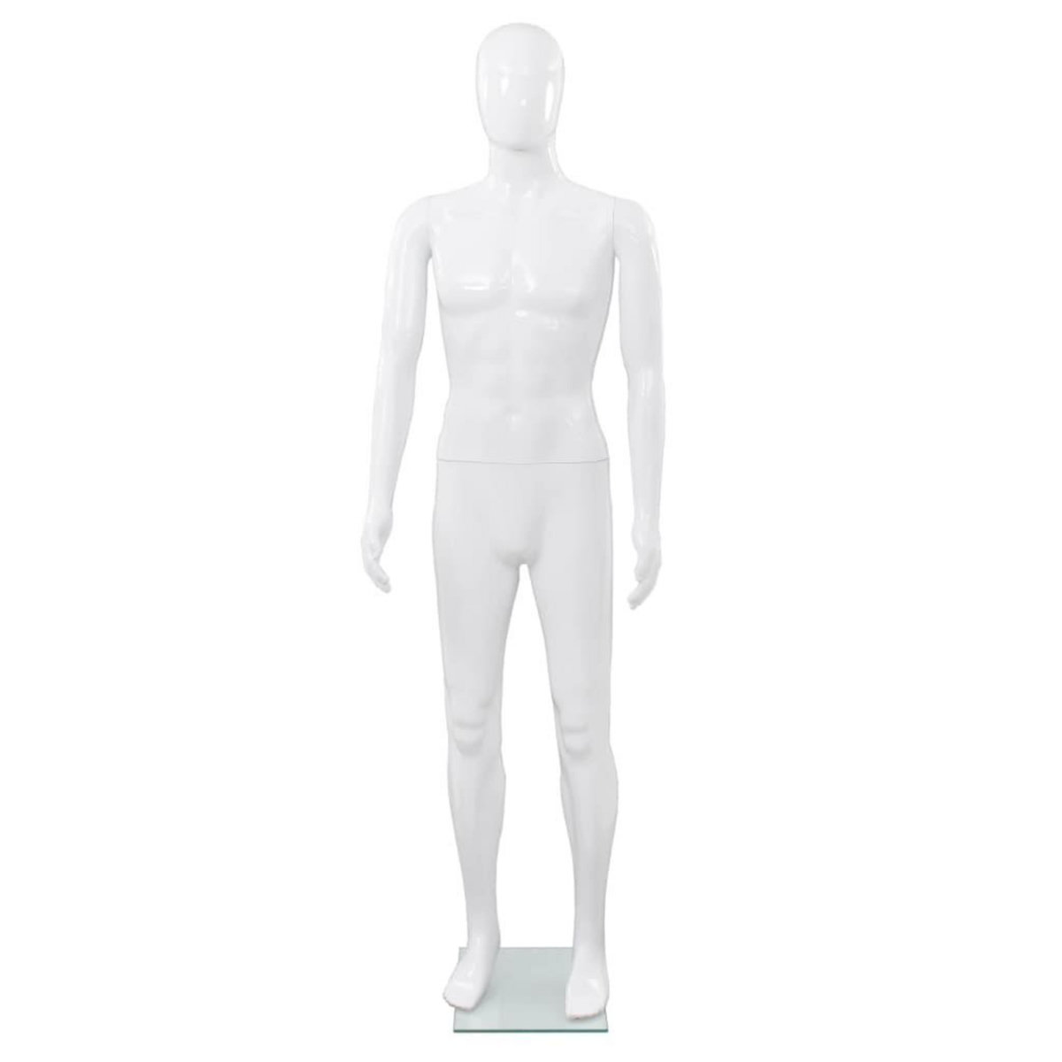 VIDAXL Mannequin homme corps complet base verre Blanc brillant 185 cm