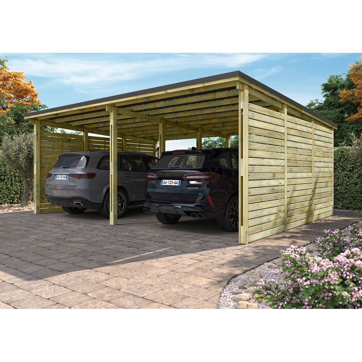 Forest Style Carport bois 2 voitures CESAR