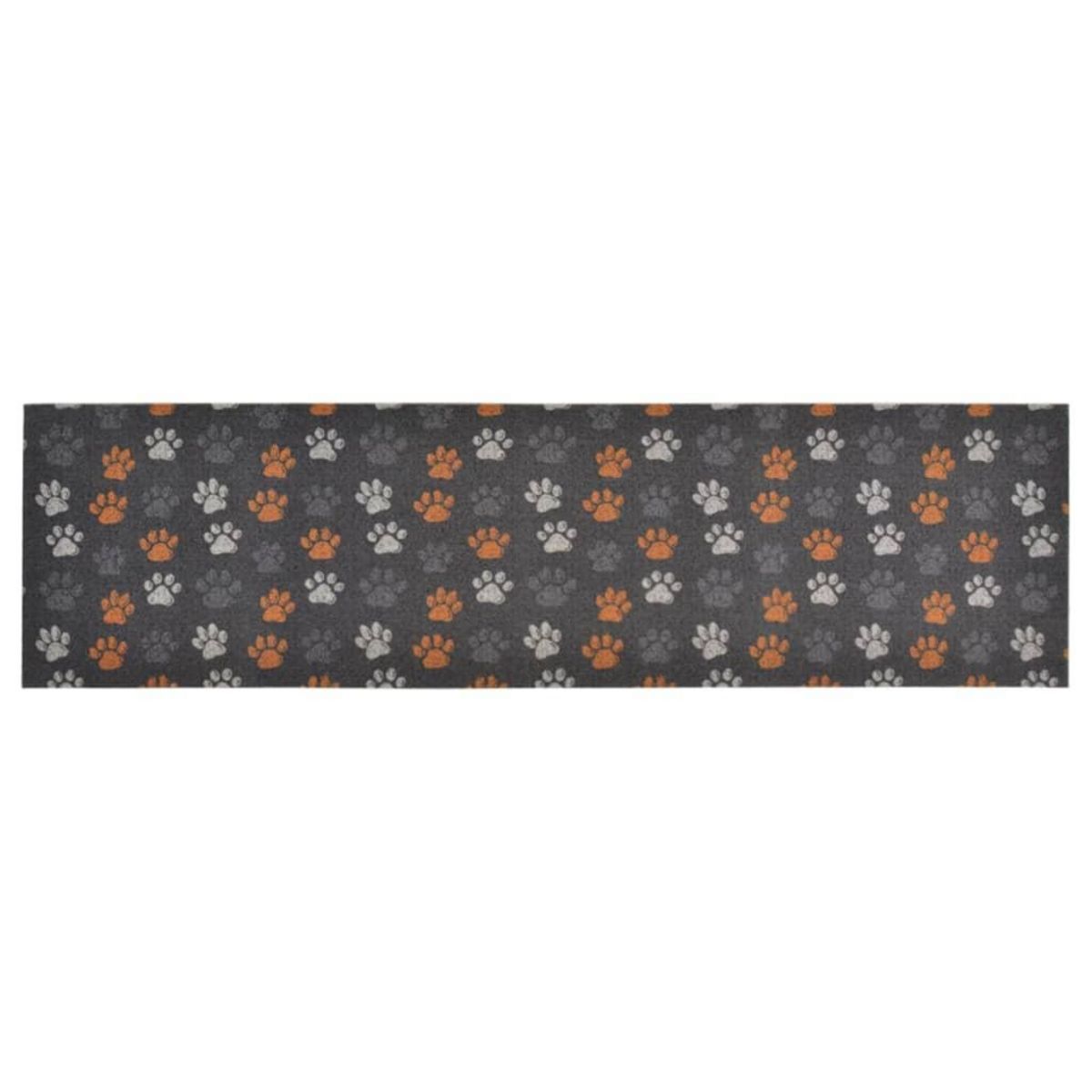 VIDAXL Tapis de cuisine lavable impression de pattes 45x150 cm velours