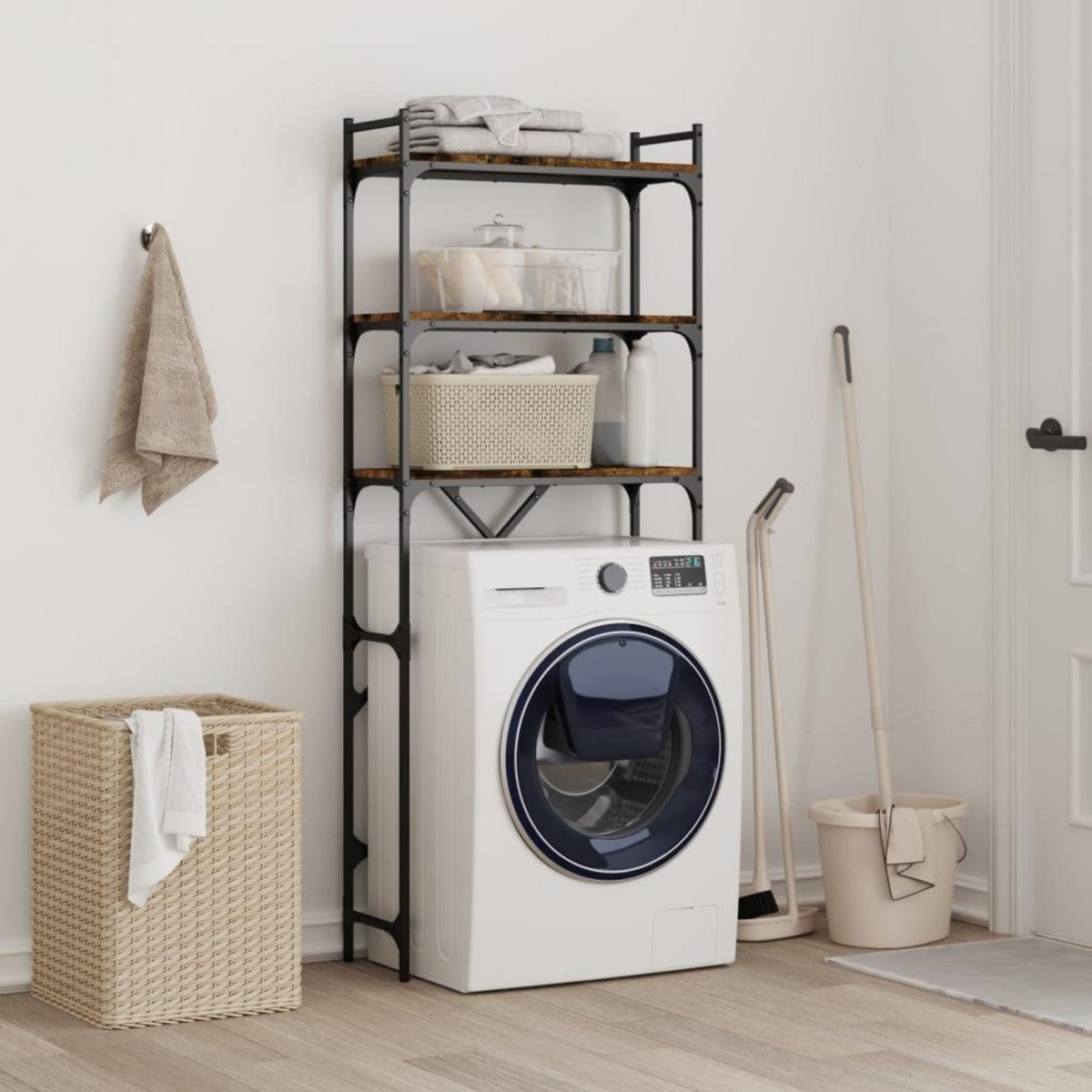 VIDAXL Etagere de lave-linge chene fume 67x25x163 cm bois d'ingenierie