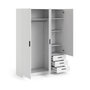 Voir la diapositive 4 : TVILUM Armoire VEGA - Décor Blanc mat - 3 portes + 3 tiroirs - L 147 x P 49,6 x H 200,4 cm - TVILUM
