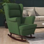 VIDAXL Fauteuil a bascule et pieds en bois d'hevea Vert fonce Velours