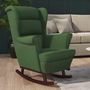Voir la diapositive 1 : VIDAXL Fauteuil a bascule et pieds en bois d'hevea Vert fonce Velours