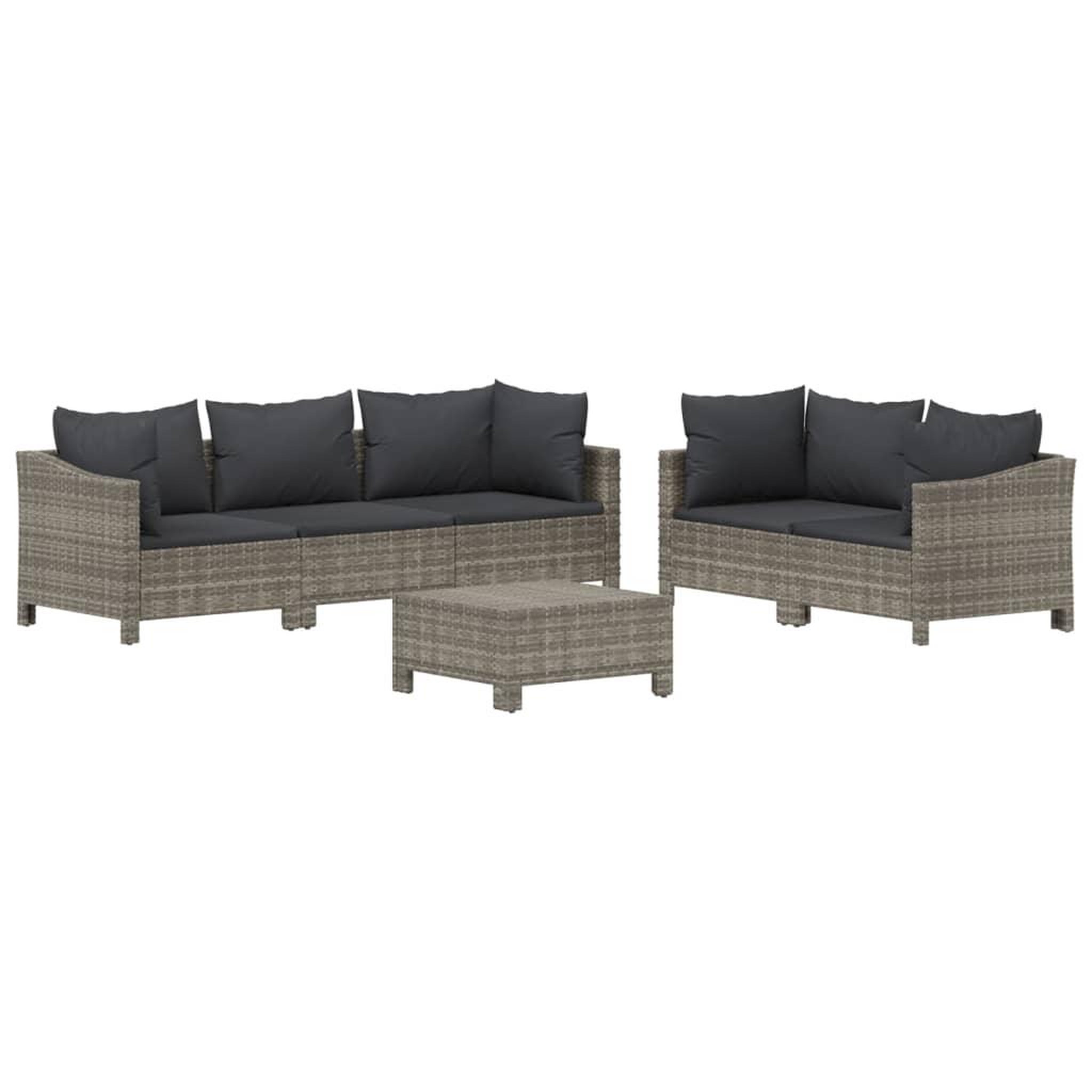Voir la diapositive 3 : VIDAXL Salon de jardin 6 pcs avec coussins Gris Resine tressee