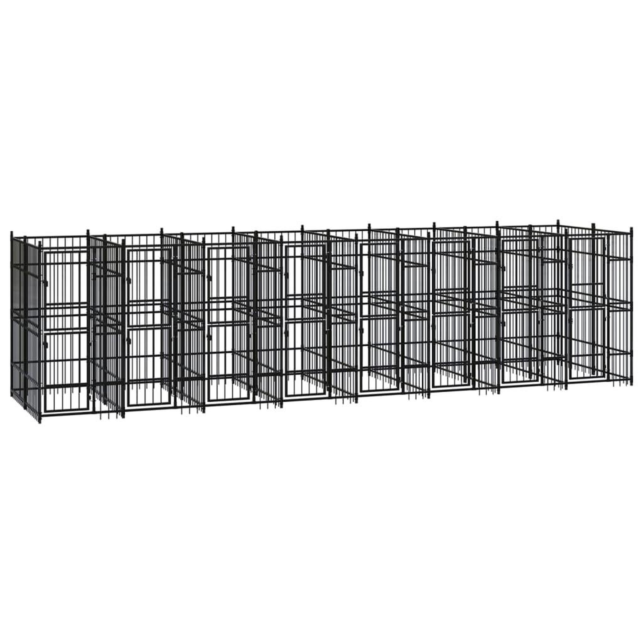 VIDAXL Chenil d'exterieur pour chiens Acier 14,75 m²