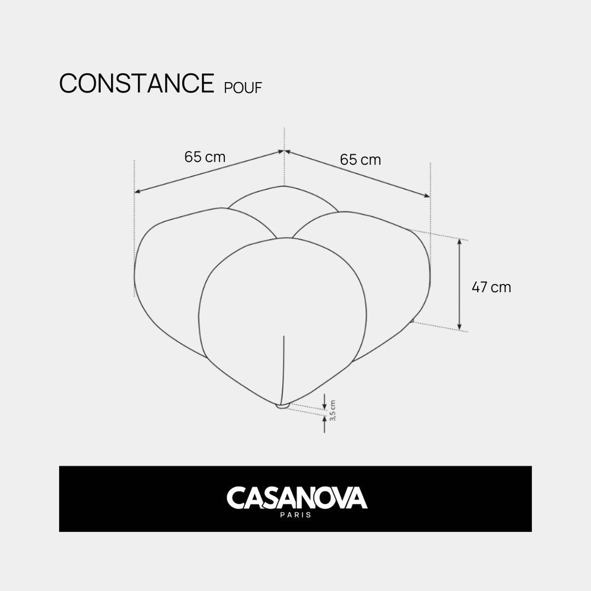 Voir la diapositive 6 : CASANOVA PARIS Constance - pouf en tissu chenille 72x72x43.5