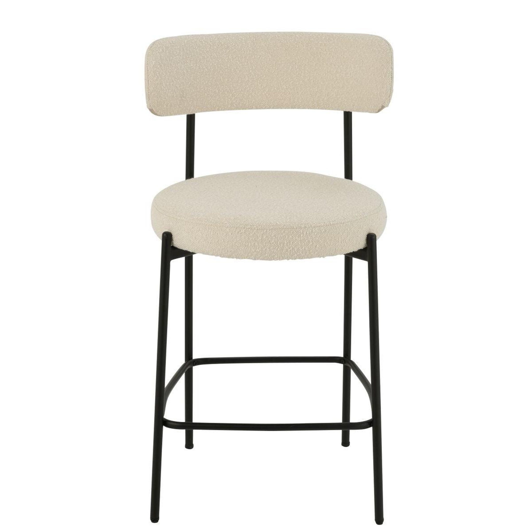 Voir la diapositive 2 : J-LINE Chaise de bar en tissu bouclé  aldo  97cm blanc