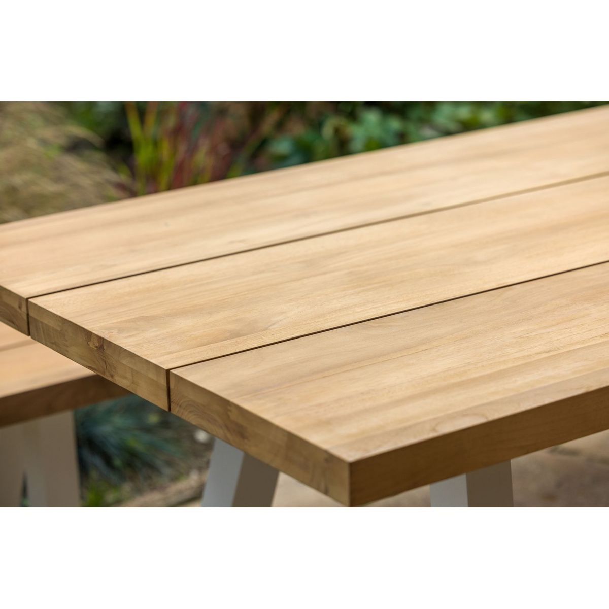 JARDILINE Table de jardin - 6/10 places - Aluminium/Bois - Blanc - SEYCHELLES