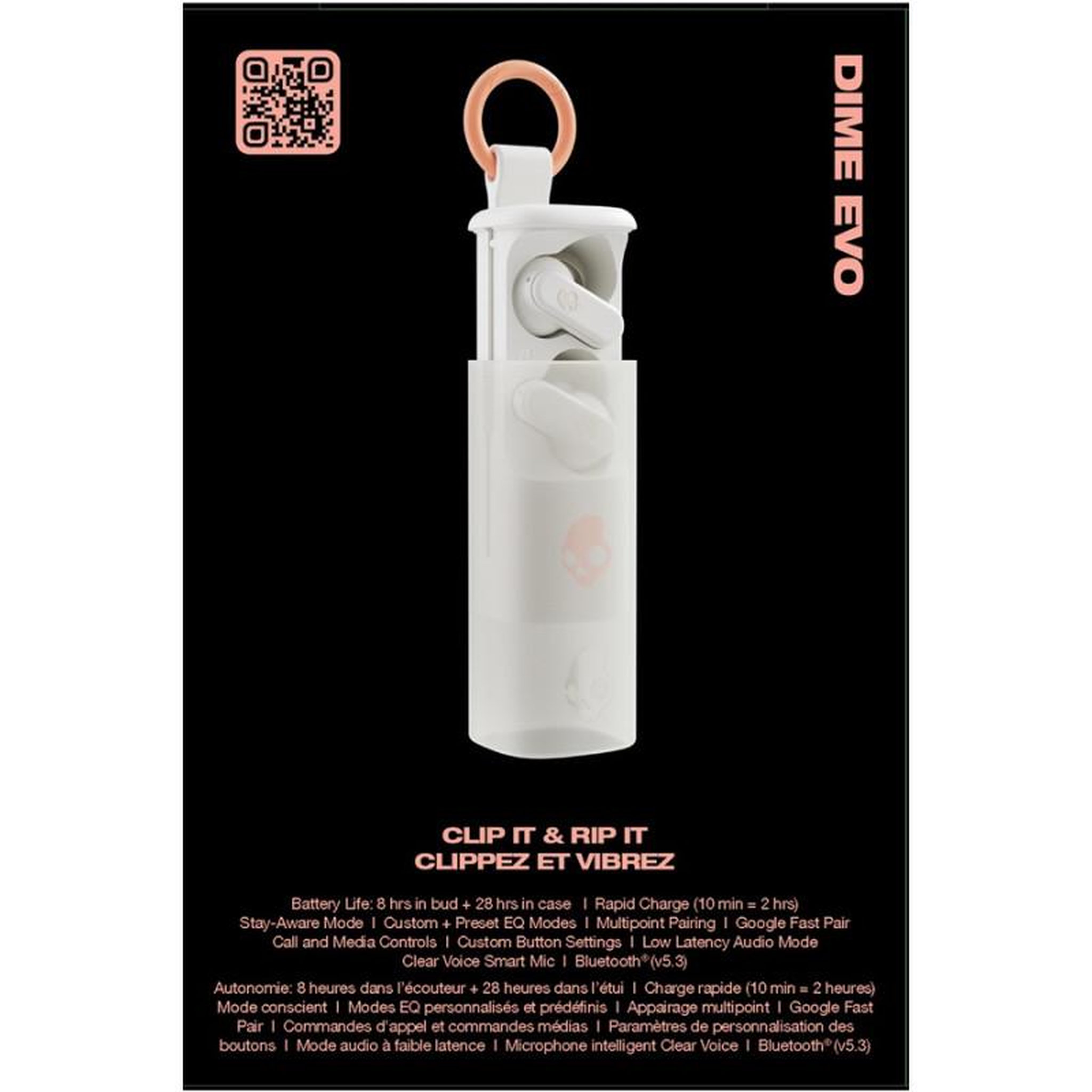 Voir la diapositive 4 : Skullcandy Ecouteurs Skullcandy DIME EVO TRUE WIRELESS WHITE