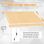 Voir la diapositive 5 : OUTSUNNY Store banne manuel rétractable aluminium polyester imperméabilisé 3L x 2,5l m orange blanc rayé