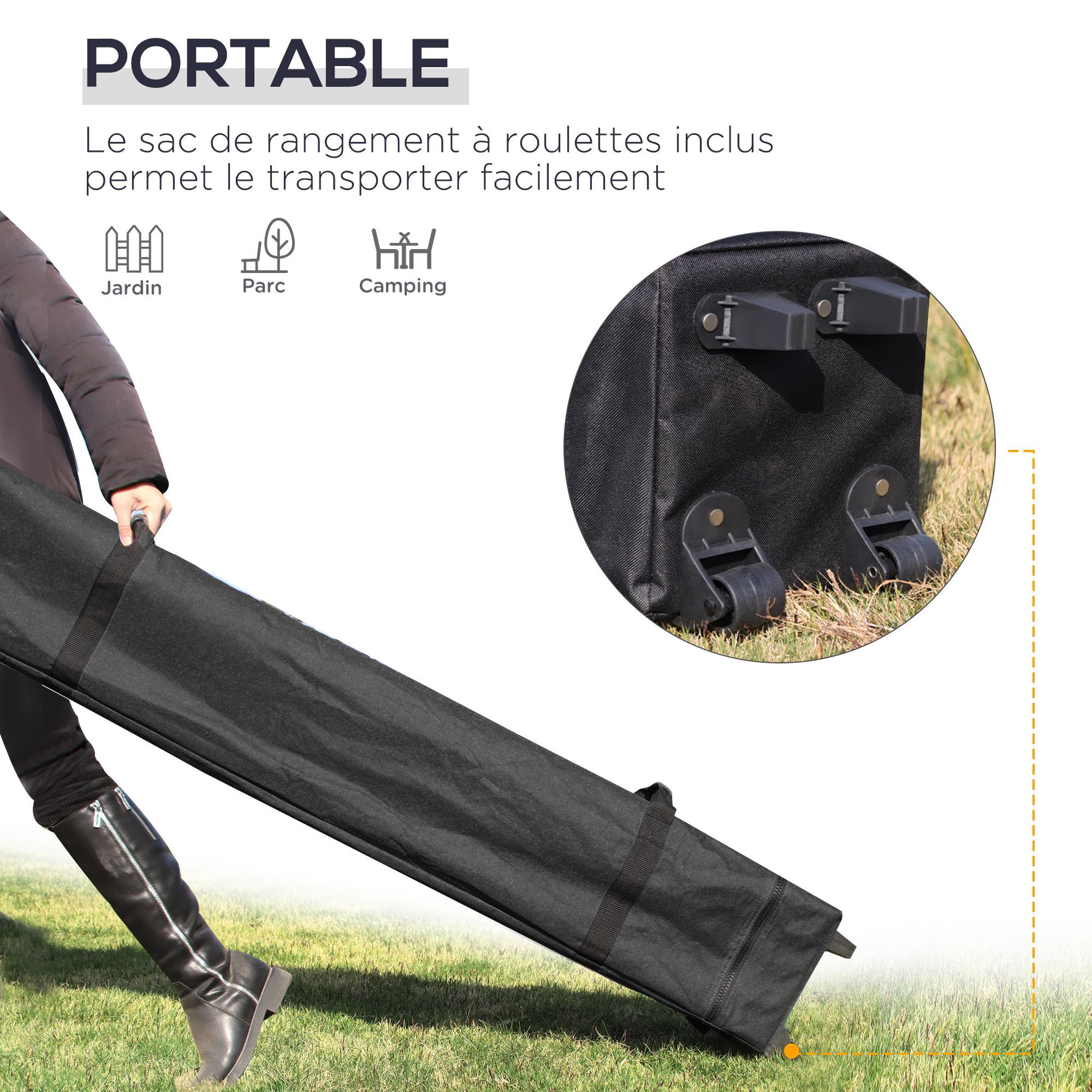 Voir la diapositive 6 : OUTSUNNY Tonnelle barnum de jardin pliant - dim. 3L x 3l x 2,65H m - acier Oxford blanc