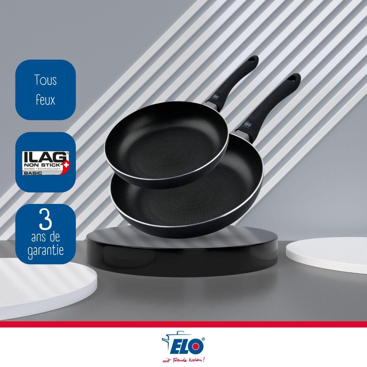 ELO Lot de 2 poêles de cuisine 20 cm et 24 cm fond en nid d'abeille Elo Smart life