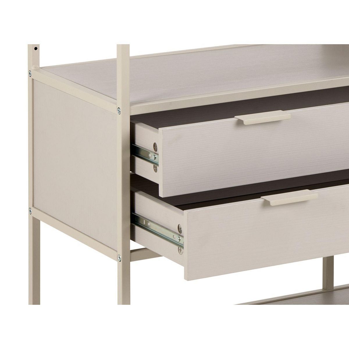 TOILINUX Bibliothèque 2 tiroirs et 3 étagères avec base en acier FERRO - Gris