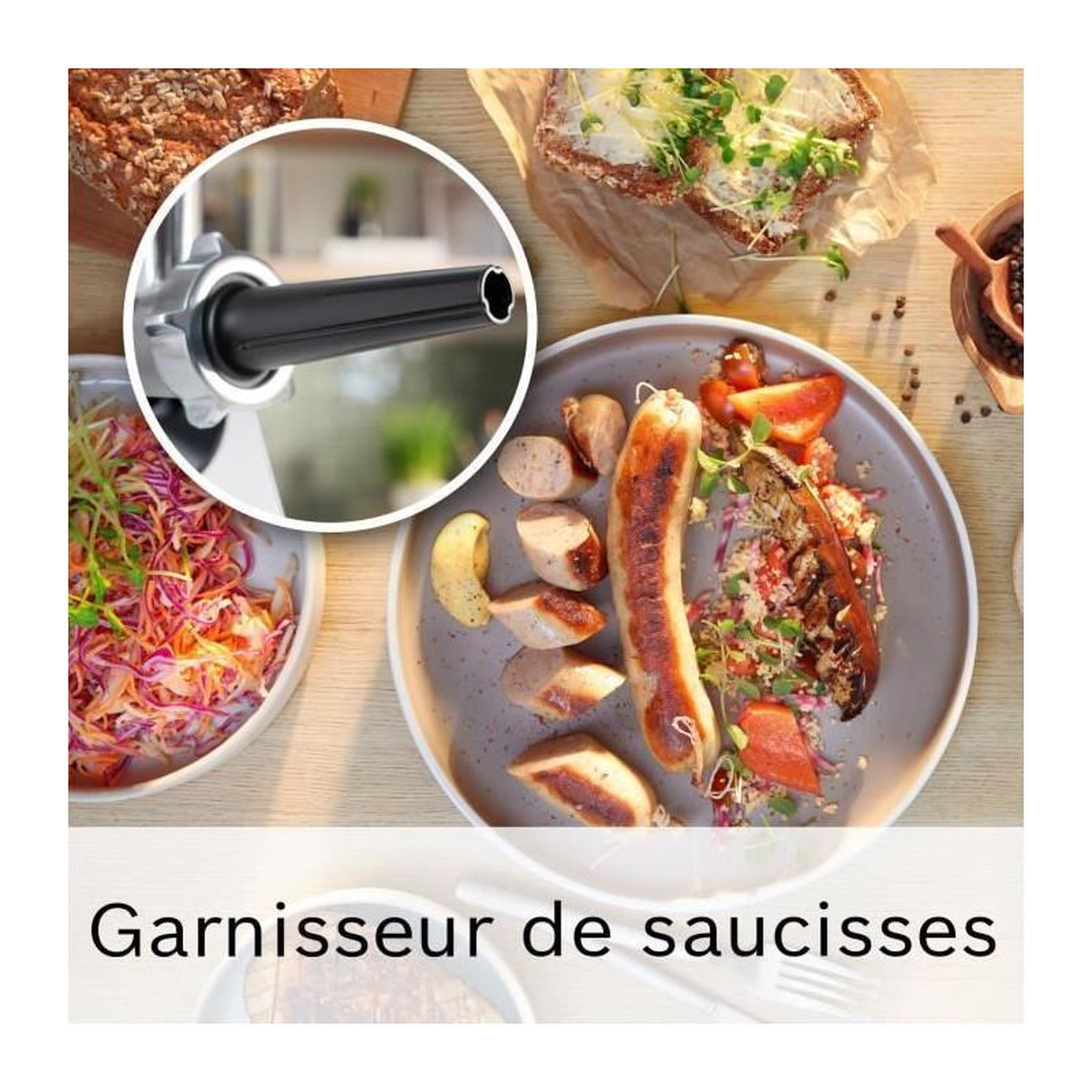 Voir la diapositive 6 : BOSCH Hachoir a viande - BOSCH - MFWS420W Série 4 - Blanc - 500 W - moteur bloqué 1900 W - 2,5 kg/mn - 2 vitesses - 2 grilles de hac