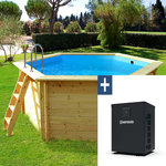 Habitat et Jardin Piscine bois   Hawai   - 4.10 x 1.18 m + Pompe à chaleur  3.5 kw/h