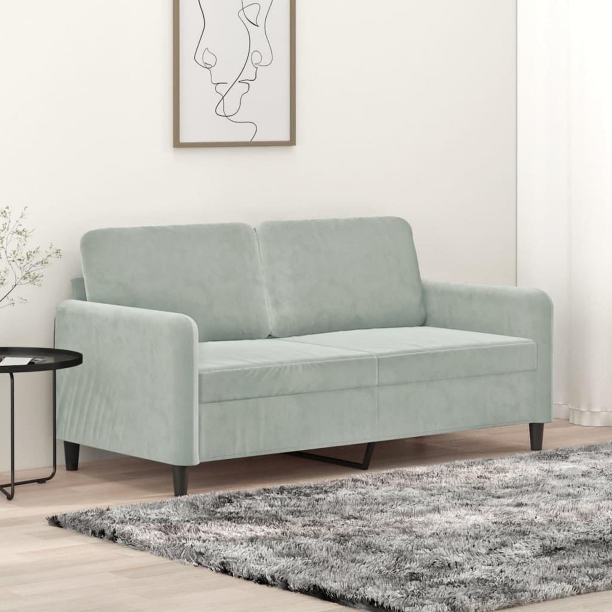 VIDAXL Canape a 2 places Gris clair 140 cm Velours