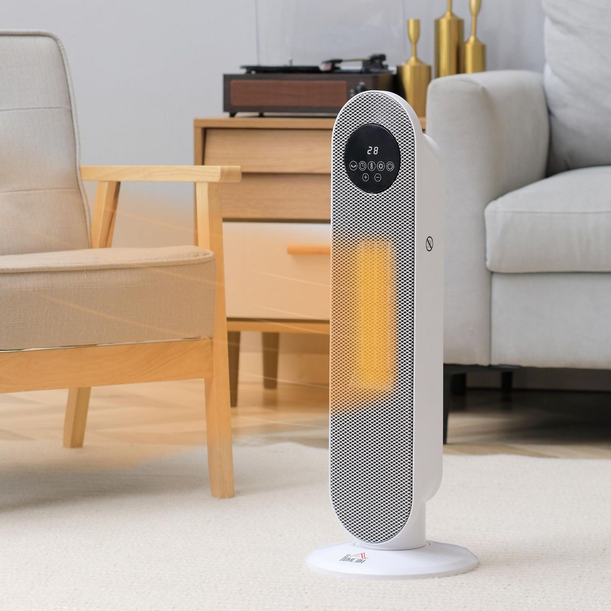 HOMCOM Chauffage soufflant oscillant 2000 W - radiateur céramique PTC - 2 niv. puissance - chauffage d'appoint avec télécommande blanc noir