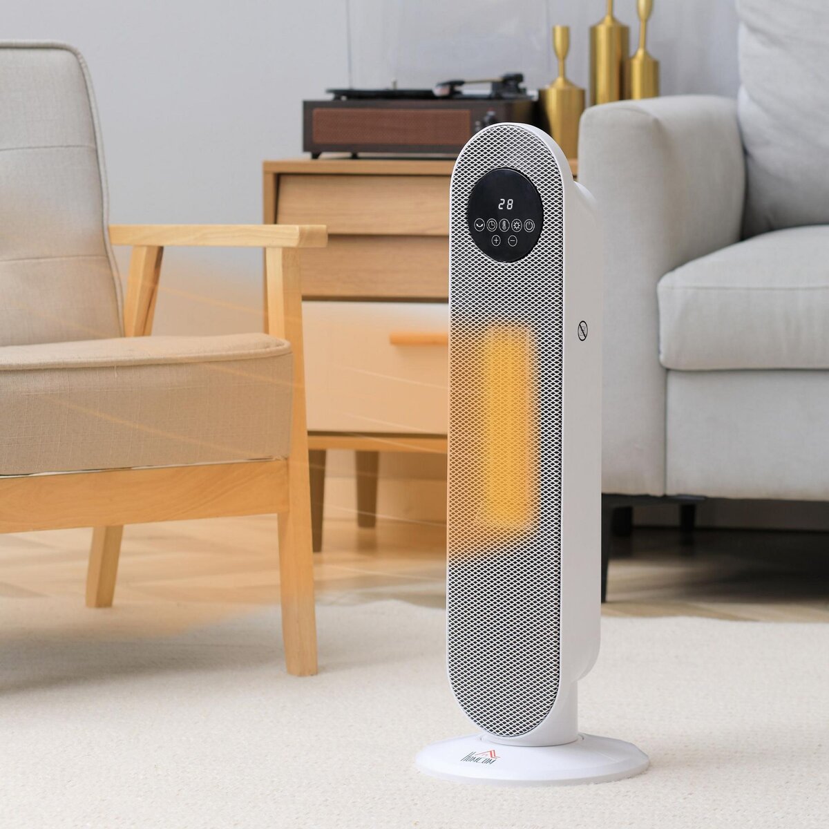 HOMCOM Chauffage soufflant oscillant 2000 W - radiateur céramique PTC - 2 niv. puissance - chauffage d'appoint avec télécommande blanc noir