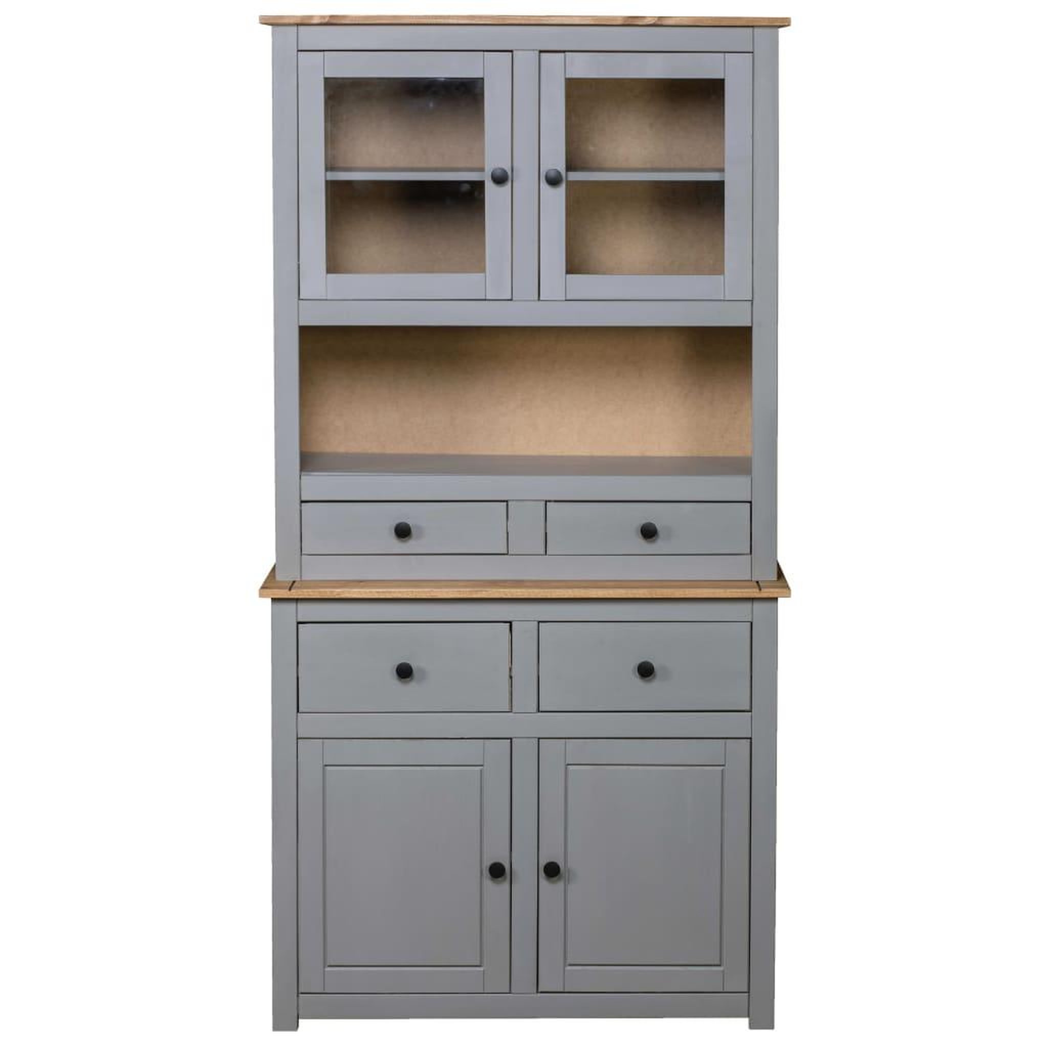 Voir la diapositive 3 : VIDAXL Buffet haut Gris 93x40,5x180 cm Pin Gamme Panama