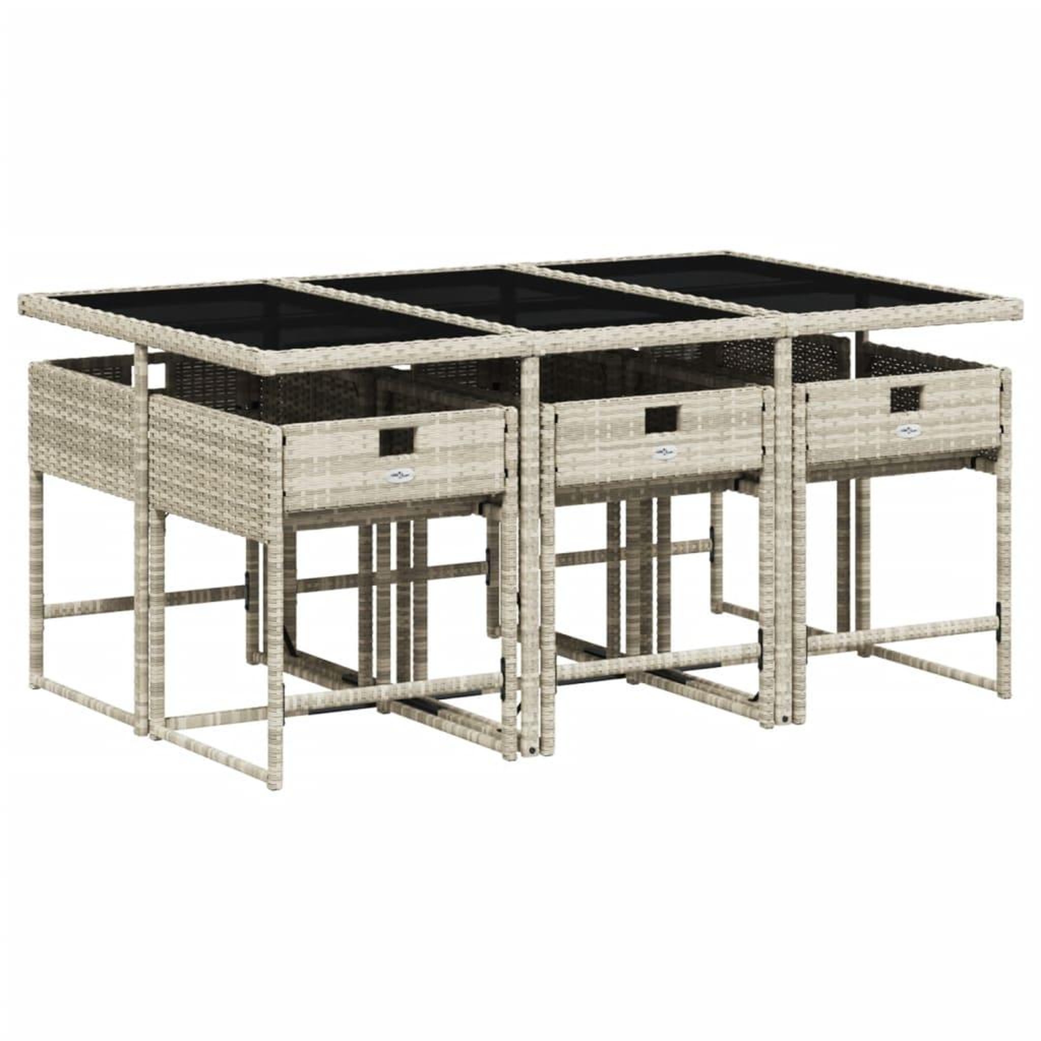 Voir la diapositive 3 : VIDAXL Ensemble a manger de jardin et coussins 7 pcs gris clair rotin