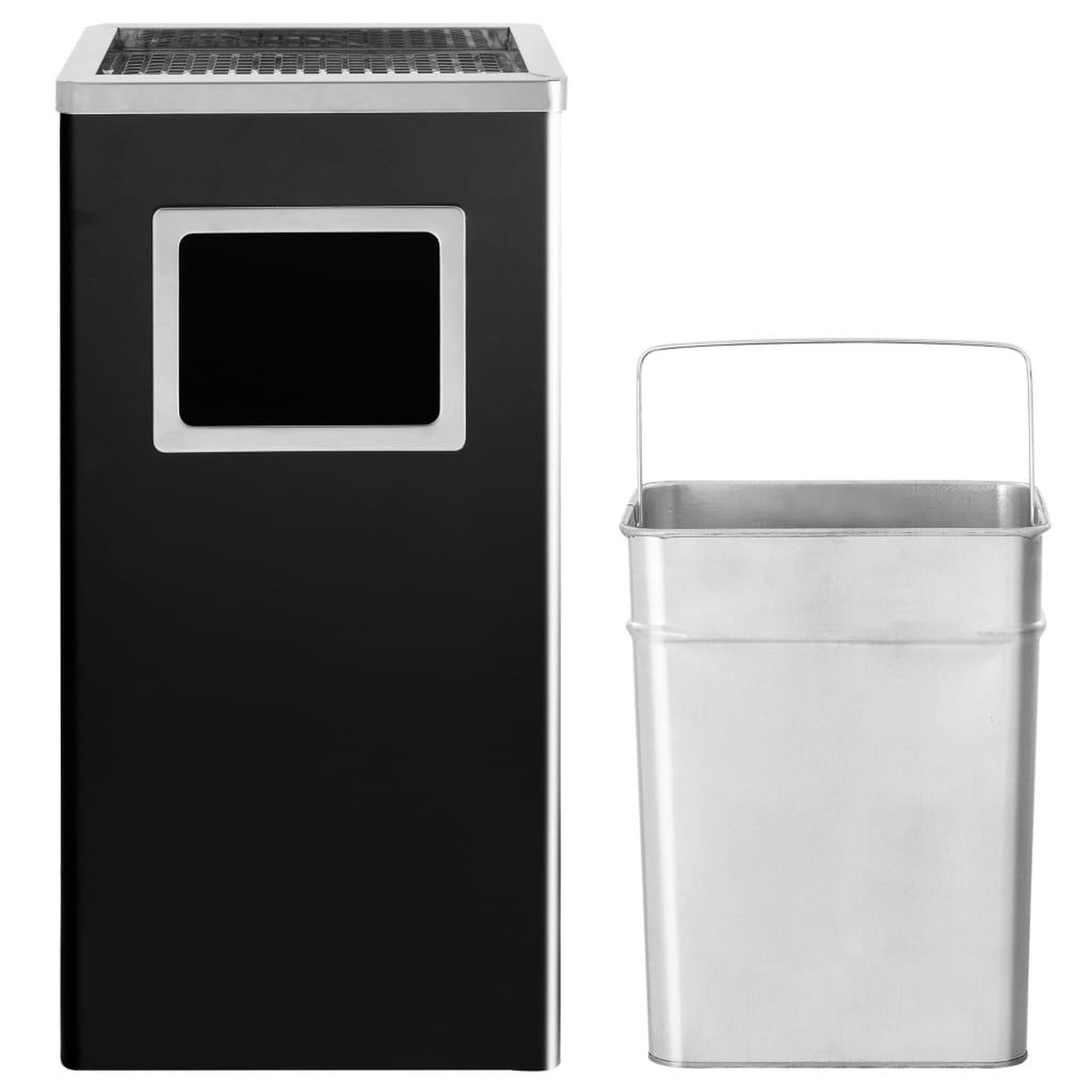 Voir la diapositive 3 : VIDAXL Poubelle a cendrier d'hotel 45 L Acier Noir