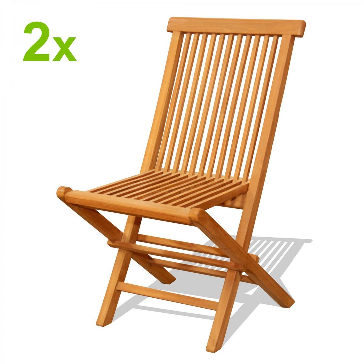 CONCEPT USINE Lot de 2 chaises pliantes jardin teck massif brut TECK