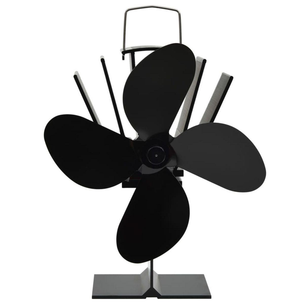 VIDAXL Ventilateur de poele alimente par chaleur 4 pales Noir