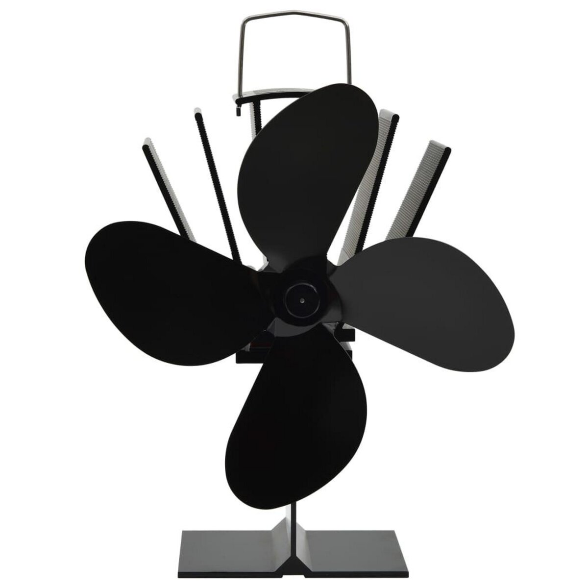 VIDAXL Ventilateur de poele alimente par chaleur 4 pales Noir