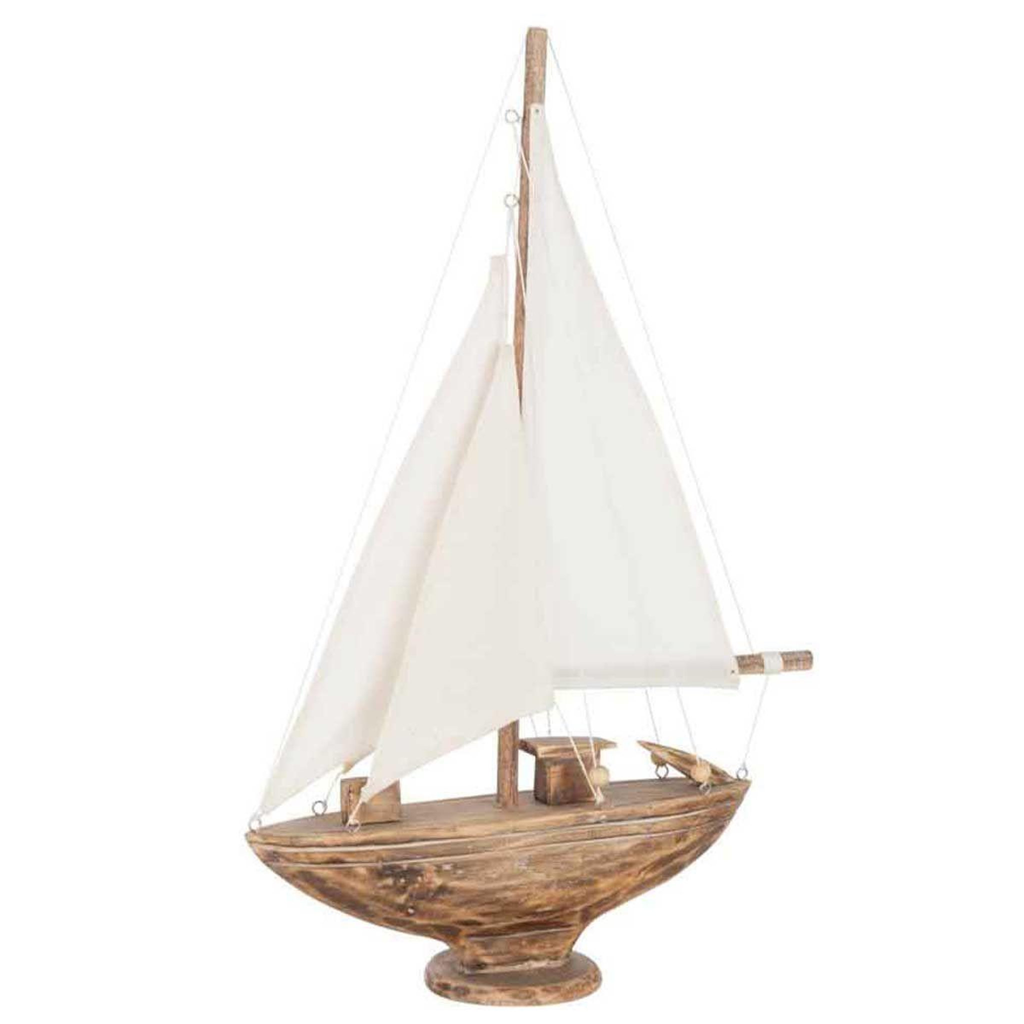 J-LINE Voilier en bois déco  noa  40cm naturel