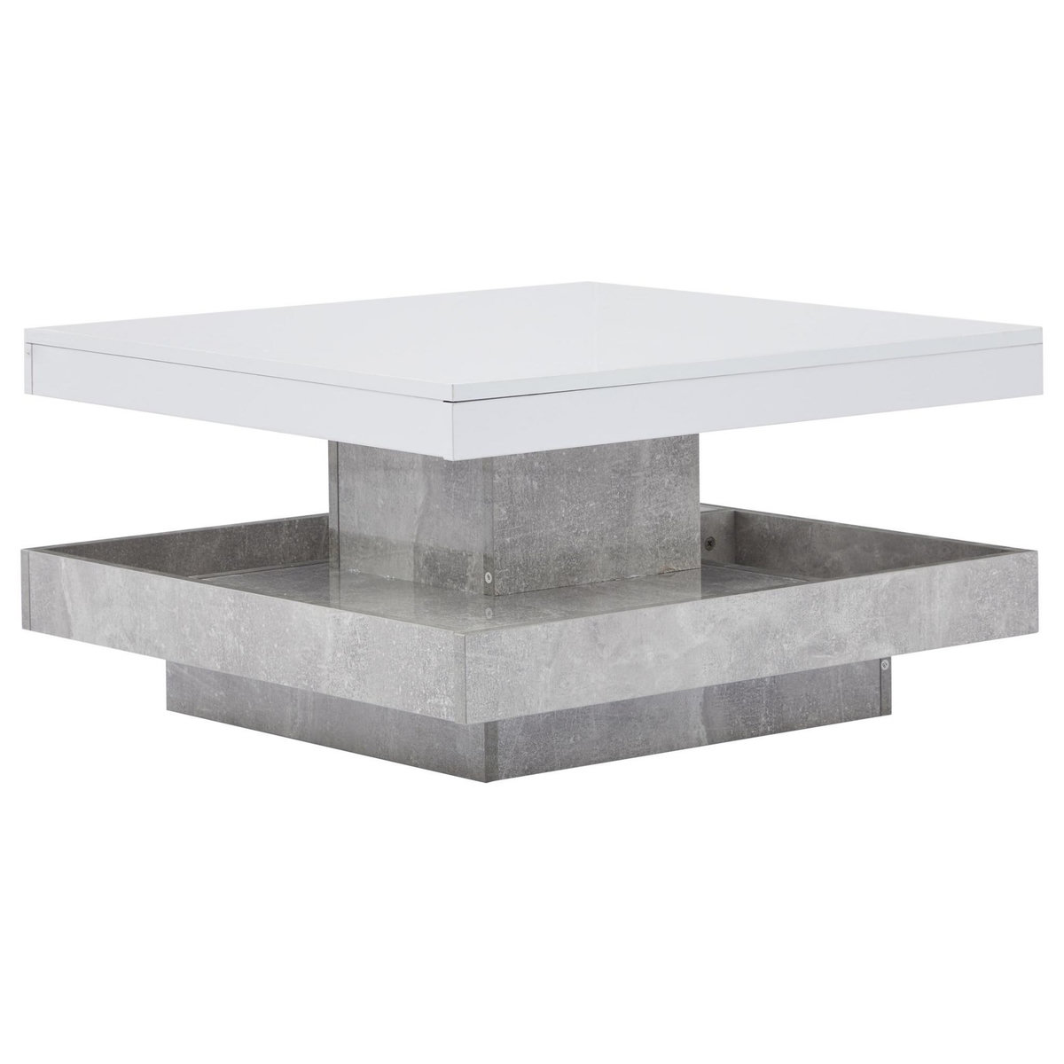 MERAX Table Basse Carrée Avec Un Bureau Rotatif à 360° Et Plusieurs Compartiments De Rangement