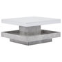 Voir la diapositive 5 : MERAX Table Basse Carrée Avec Un Bureau Rotatif à 360° Et Plusieurs Compartiments De Rangement