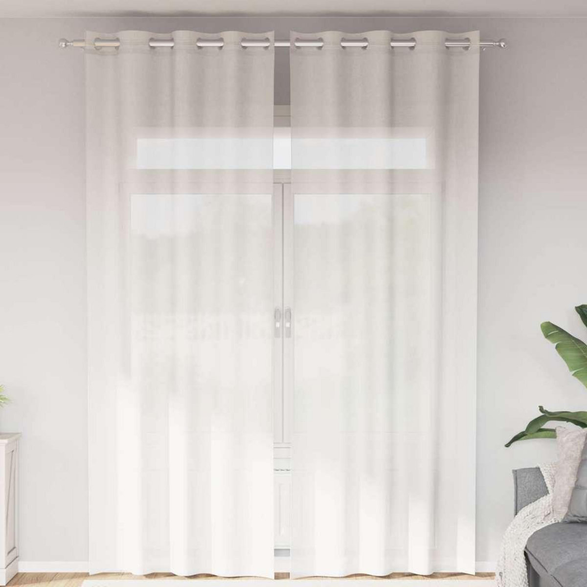 VIDAXL Rideaux en voile avec œillets 2 pcs blanc