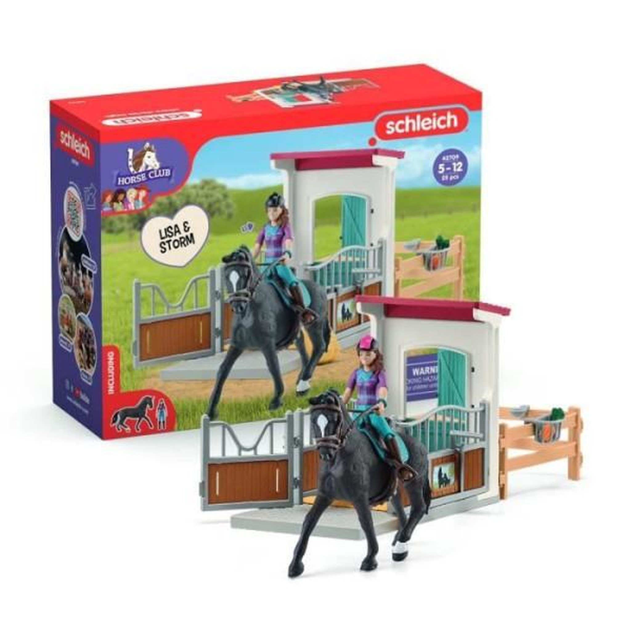 Schleich Horse box lisa et storm, figurine cheval et accessoires, schleich 42709 horse club, des 5 ans