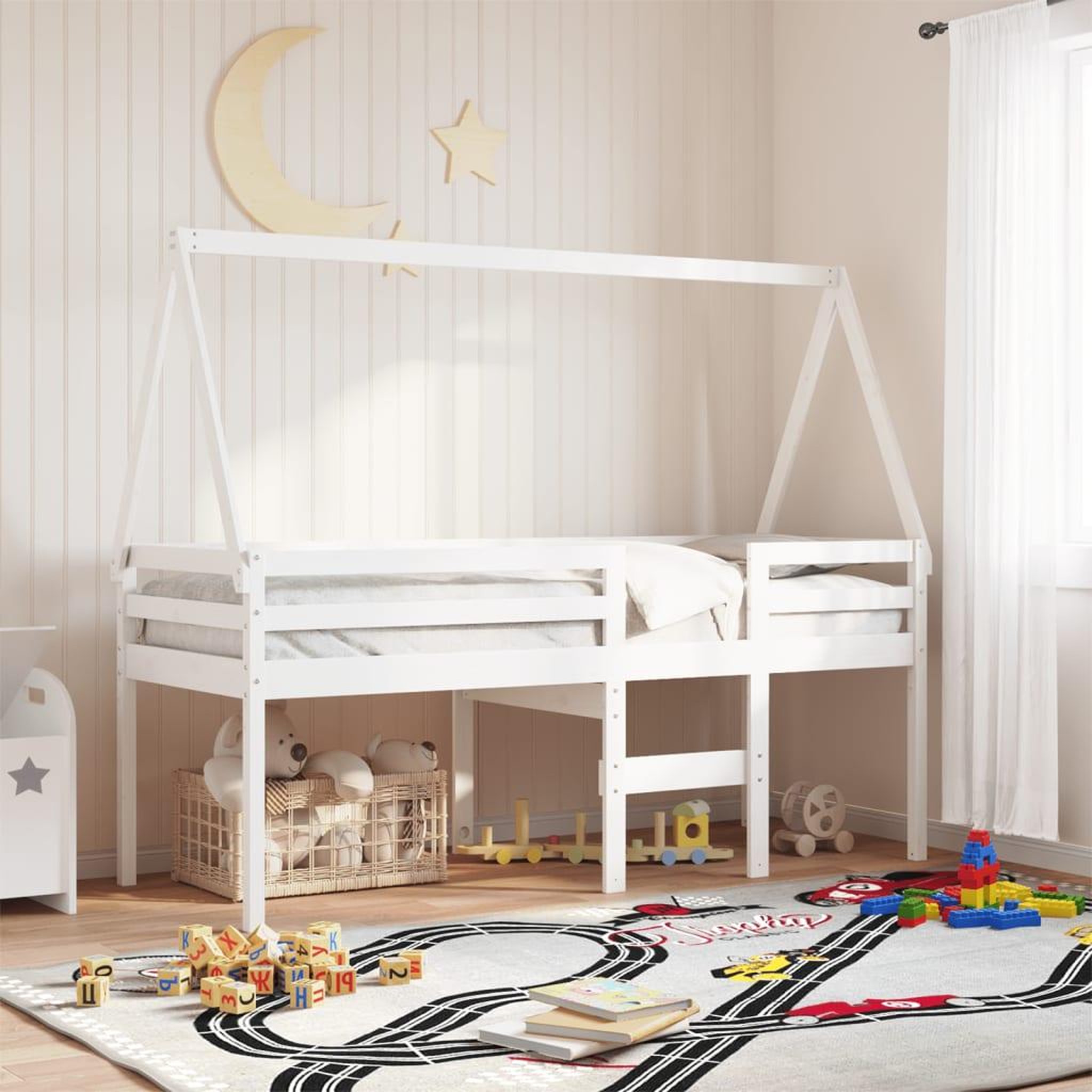 VIDAXL Lit haut sans matelas blanc 75x190 cm bois de pin massif
